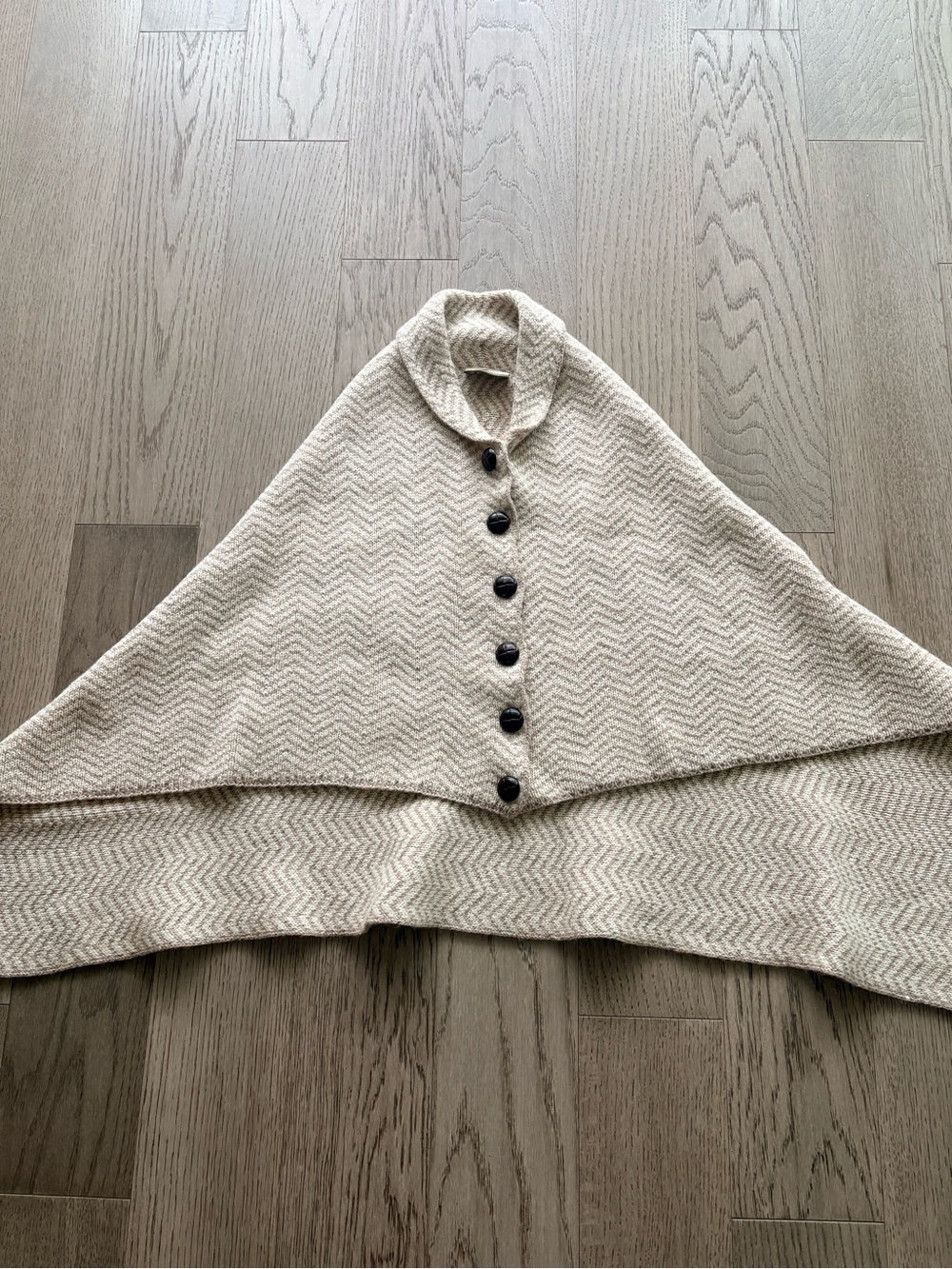 Cream Chevron Poncho Sweater